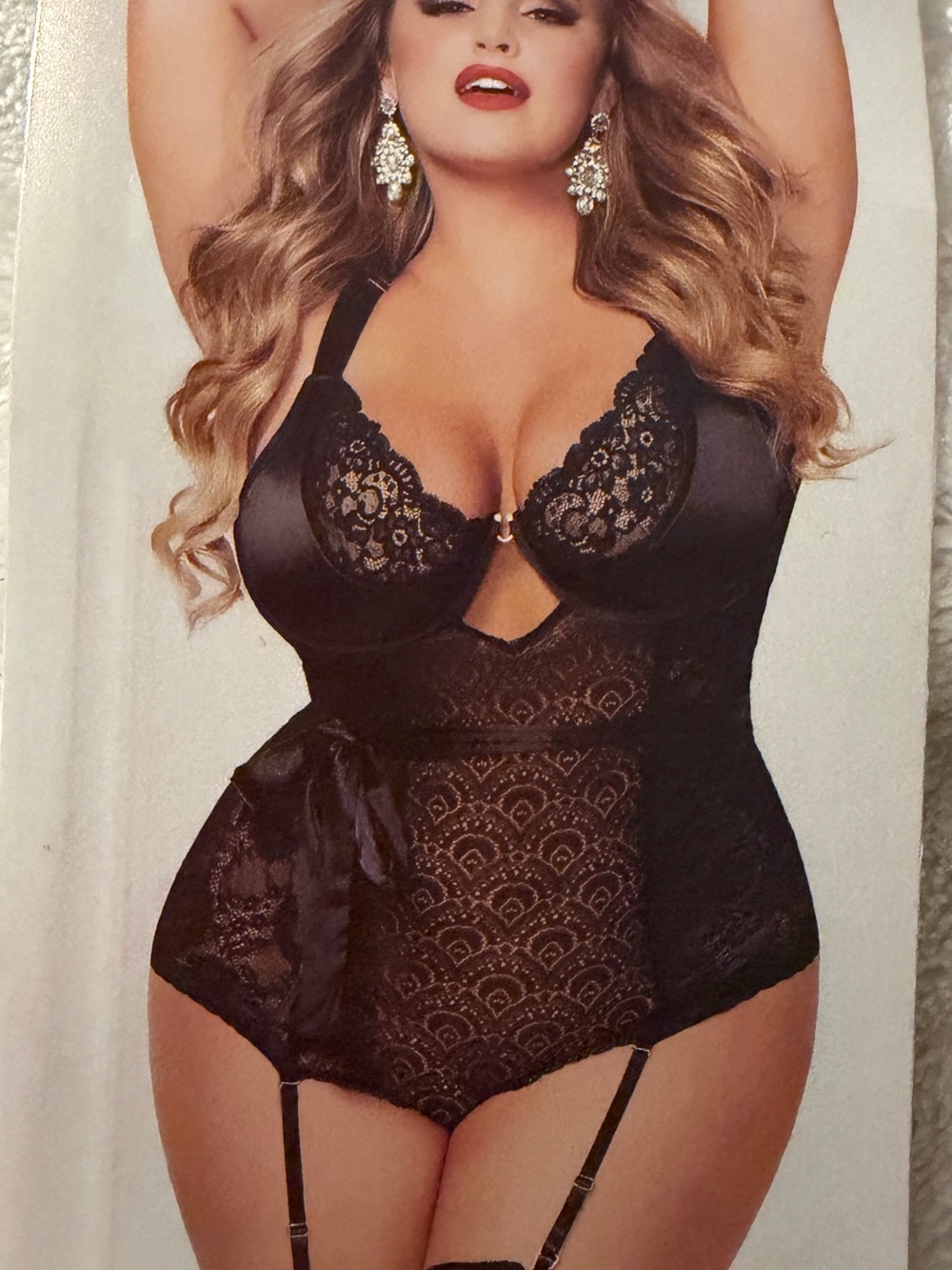 3x/4x TeddyPlus Size Black Lace Bustier Lingerie